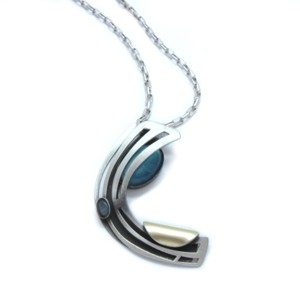 Long 32" Necklace with Large "C-shaped" Pendant